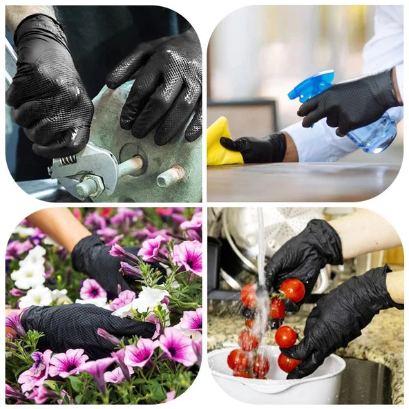 NT-İ Glove Sağlık Endüstri Otomotiv Gıda Kimyasal Nitril Eldiven XL İş Eldiveni 50 Adet (25 ÇİFT) - 6