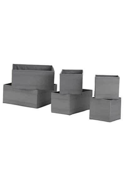 Skubb Çekmece Içi Düzenleyici Kutu Seti, Koyu Gri ( 6 Parça Set)