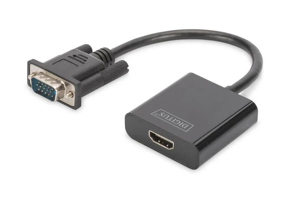 DIGITUS DA-70473 VGA+SES (3,5mm) => HDMI ÇEVİRİCİ Giriş:VGA+Ses(3,5mm) => Çıkış:HDMI (Kablolu, 15cm)