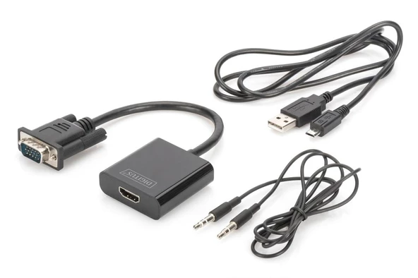DIGITUS DA-70473 VGA+SES (3,5mm) => HDMI ÇEVİRİCİ Giriş:VGA+Ses(3,5mm) => Çıkış:HDMI (Kablolu, 15cm) - 5