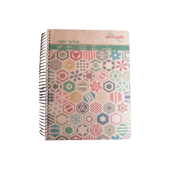 3+1 Hafif Defter Spralli A-4 120 Yaprak Sert Kapak 1 Adet - 5