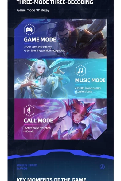 Oyuncu Kulaklığı Kablosuz Kulakiçi Rgb Işıklı Çift Mikrofonlu 3 Modlu Bluetooth 5.2 Tg-g20 - Resim 2