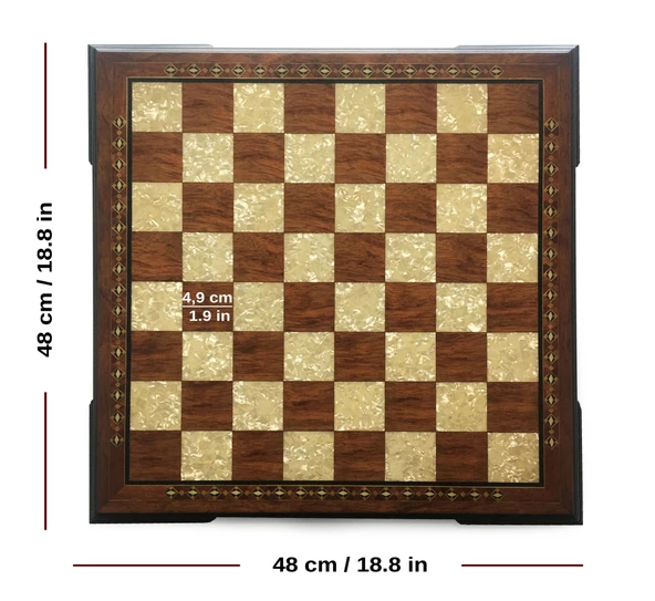 Helena Wood Art El Yapımı Ahşap Satranç Seti Kızıl - 3