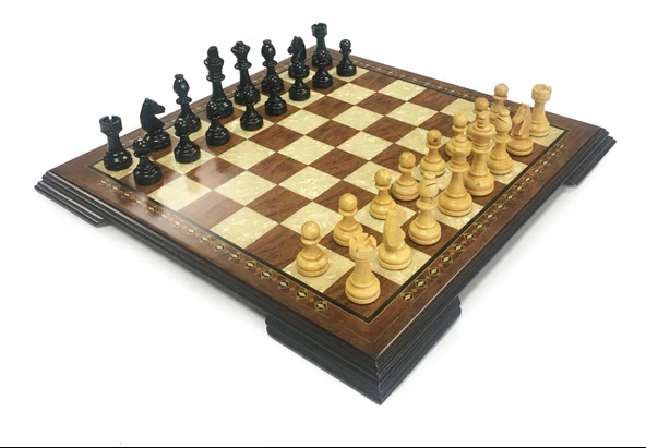 Helena Wood Art El Yapımı Ahşap Satranç Seti Kızıl - 5