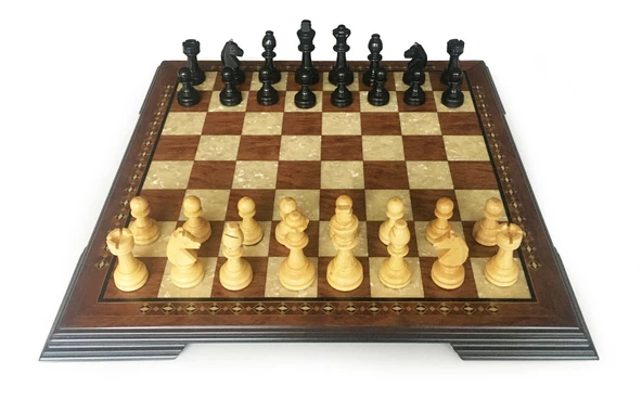 Helena Wood Art El Yapımı Ahşap Satranç Seti Kızıl - 2