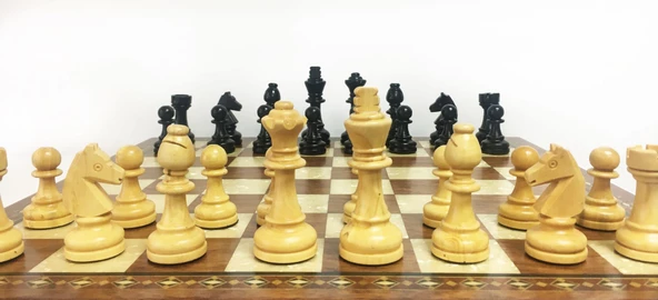 Helena Wood Art El Yapımı Ahşap Satranç Seti Kızıl - 6