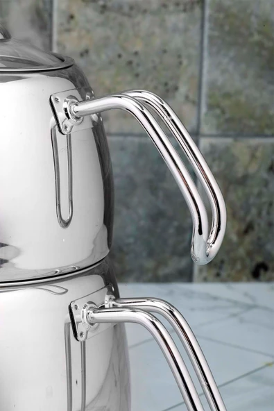 Cooker Lara Aile Boy Çelik Çaydanlık Takımı Ckr2617 - 2