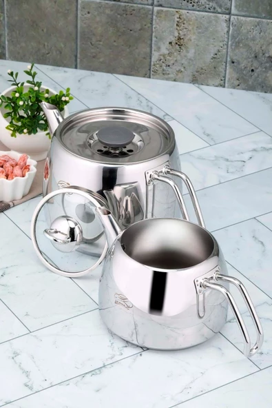 Cooker Lara Aile Boy Çelik Çaydanlık Takımı Ckr2617 - 3