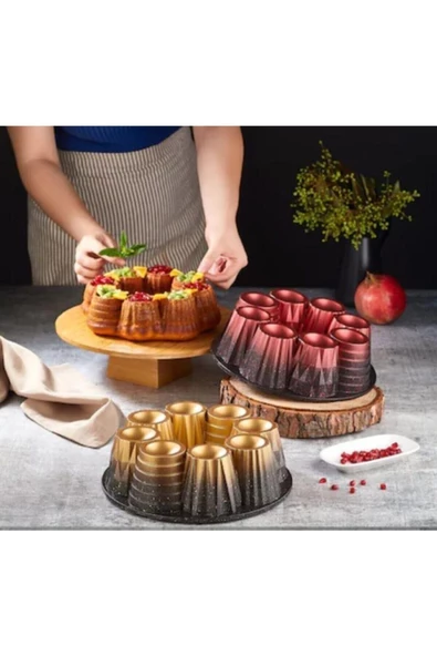 Carat Oms Döküm Granit Muffin Kek Kalıbı Kırmızı - 3