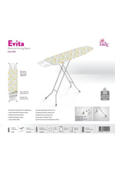 Saraylı Xxx Lady Evita Ütü Masası Monoblok Tabla 142x34x90 Cm - 5