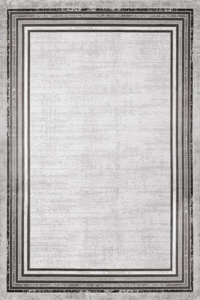 Çerçeveli Pamuk Taban Dijital Baskılı Halı  GRİ 180X280