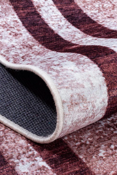 Çerçeve Desen Pamuk Taban Dijital Baskılı Halı  VİZON 180X280 - Resim 4