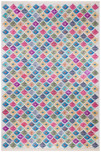 Frenda Home Kilim Desen Pamuk Taban Baskılı Halı  KREM 180X280