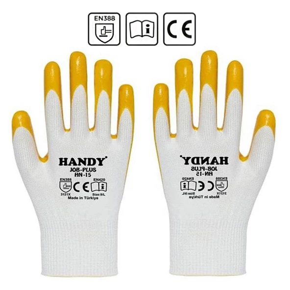 Handy HN-15 Nitril Kaplama İş Eldiveni Sanayi İnşaat Usta Eldiven 10/XL (12 ÇİFT) - 5