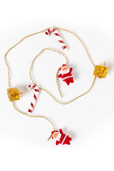 Yılbaşı Noel Baba Zincir Garland Süs 100 cm - 2