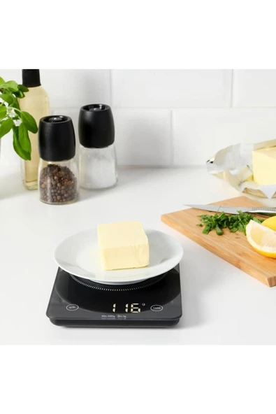 Genomsnıtt Hassas Dijital Mutfak Tartısı Terazi Siyah 3 Kg - 6