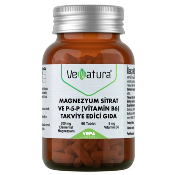 VeNatura Magnezyum Sitrat P-5-P Vitamin B6 Takviye Edici Gıda 60 Tablet