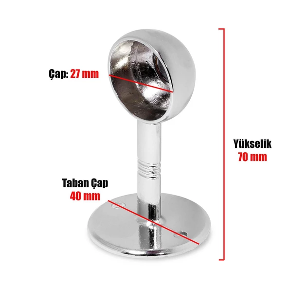 Nobel Askı Flanşı Yuvarlak Kapalı Ağız Dolap Elbise Askı Aparatı (2 ADET) - 2