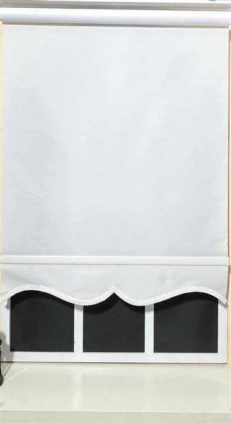 StorBurada Düz Beyaz Stor Perde Etek Dilimli STB--5300  Beyaz 150 x 260 - Resim 4