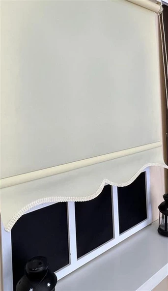 StorBurada Düz Krem Stor Perde Etek Dilimli STB--5302 Krem 200 x 200