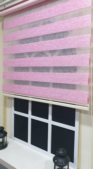 Lux Bambu Stor Zebra Perde Fuşya Pembe Etek Dilimli  STB 400 V16  Pembe 180 x 260