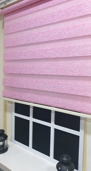 Lux Bambu Stor Zebra Perde Fuşya Pembe Etek Dilimli  STB 400 V16  Pembe 140 x 260 - Resim 5