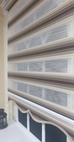 StorBurada Zebra Stor Plise Renk Geçişli Kahve Etek Dilimli STB 484  Kahverengi 30 x 200 - 6