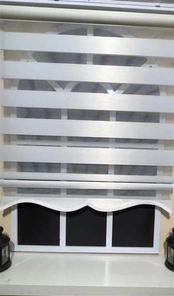 StorBurada Zebra Stor Perde Beyaz Etek Dilimli STB-400-V01  Beyaz 100 x 200