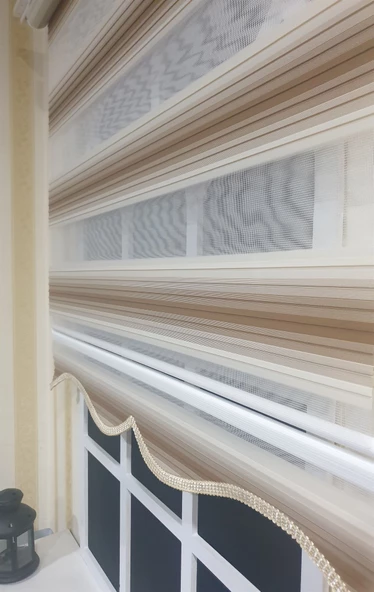 StorBurada Zebra Stor Plise Renk Geçişli Açık Kahve Etek Dilimli STB 483  Kahverengi 150 x 200