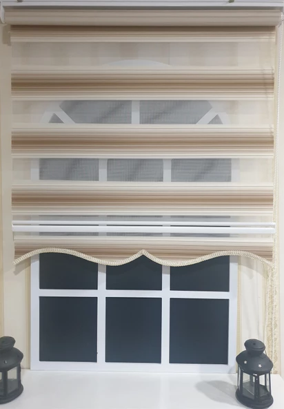 StorBurada Zebra Stor Plise Renk Geçişli Açık Kahve Etek Dilimli STB 483  Kahverengi 150 x 200 - 3
