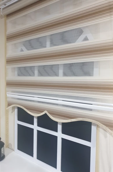 StorBurada Zebra Stor Plise Renk Geçişli Açık Kahve Etek Dilimli STB 483  Kahverengi 150 x 260 - 2