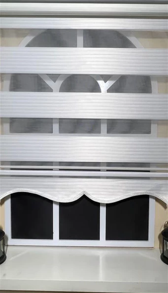 StorBurada Pliseli Zebra Stor Perde Beyaz  Etek Dilimli STB480  Beyaz 100 x 200 - Resim 3