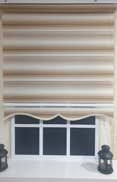 StorBurada Zebra Stor Plise Renk Geçişli Açık Kahve Etek Dilimli STB 483  Kahverengi 160 x 260 - 4