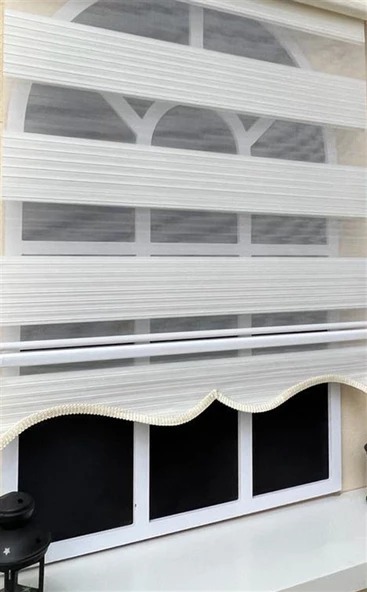 StorBurada Pliseli Zebra Stor Perde Ekru Etek Dilimli STB-481  Ekru 140 x 260 ürün görseli