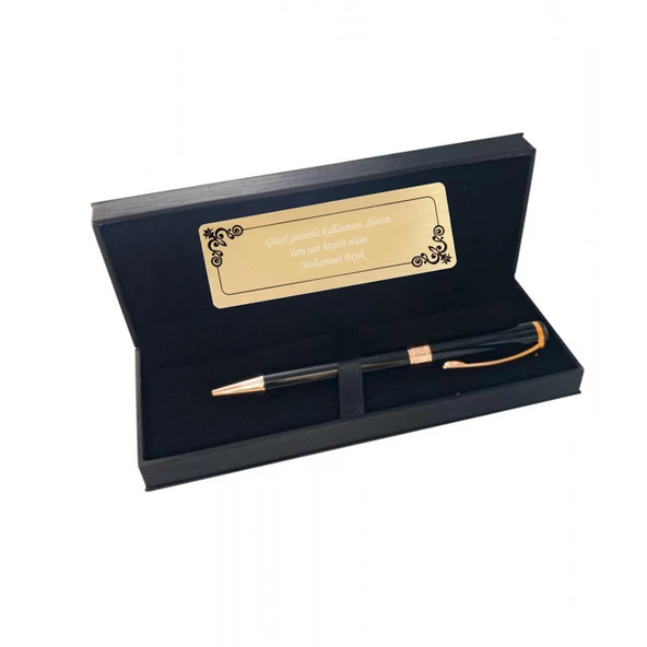 Özel Notlu Kutusunda Metal Tükenmez Kalem - Resim 2