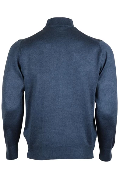 Erkek Mavi Kazak Yarım Balıkçı Yünlü Klasik Normal Kesim RAR00797 - 5