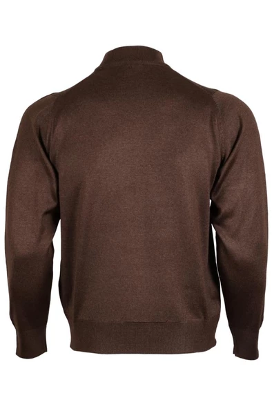 Erkek Kahverengi Kazak Yarım Balıkçı Yünlü Klasik Normal Kesim RAR00799 - 5