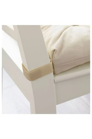 Malında 40/35x38x7 Cm Sandelye Minderi Ekru Cırt Cırt Bantlı - 3