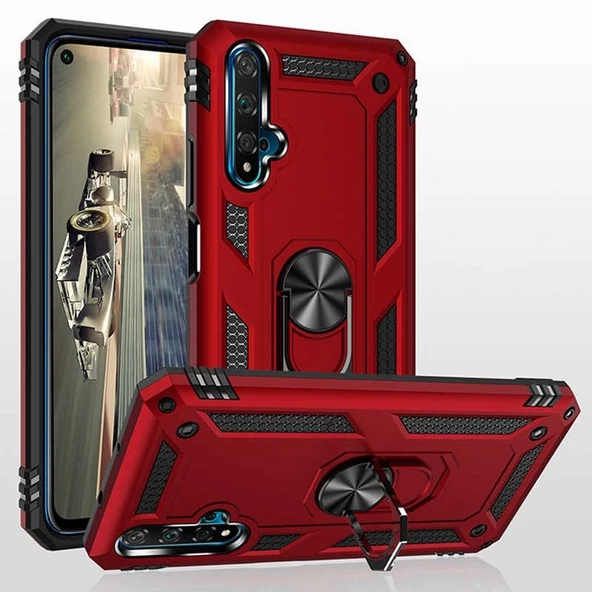 Gpack Huawei Nova 5t Kılıf Vega Standlı Yüzüklü MıknatıslıNano Glass - 4