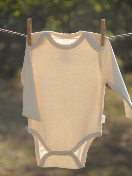 Naturaborn GOTS Organik Sertifikalı Uzun Kollu Kroşetalı Bebek Body - 8