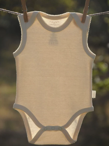 Naturaborn GOTS Organik Sertifikalı Kroşetalı Kolsuz Bebek Body - 6