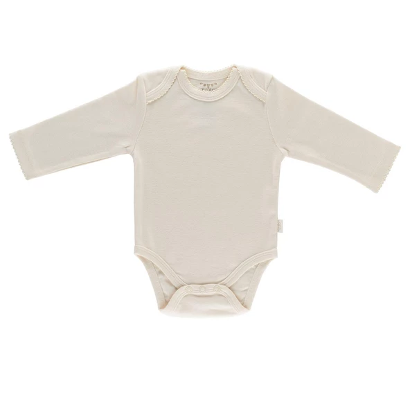 Naturaborn GOTS Organik Sertifikalı Uzun Kollu Kroşetalı Bebek Body - 5