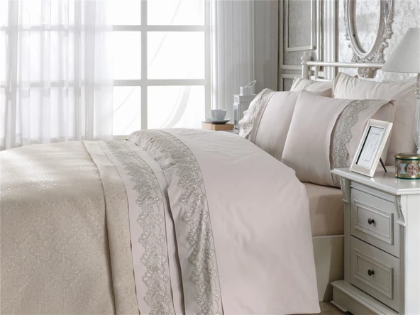 Cotton Box Luxury Malhun Gelin Seti Bej 7 parça