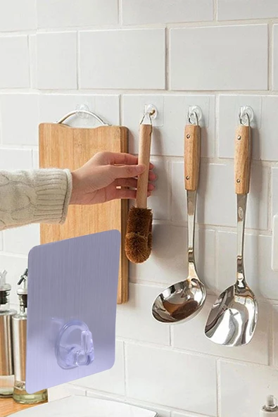 Kendinden Yapışkanlı Kapı Askılığı Duvar Banyo Mutfak Askısı GRİ - 2