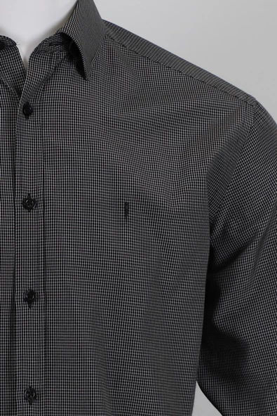 Uzun Kol Regular Fit Desenli Siyah Gömlek - 4