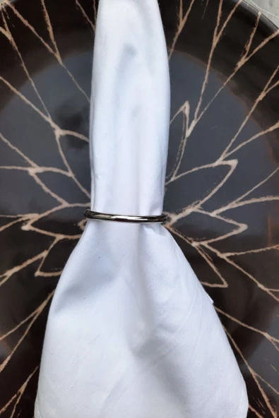 6 Adet Gümüş Metal Peçete Halkası - Resim 2