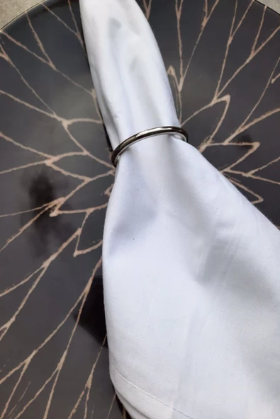 6 Adet Gümüş Metal Peçete Halkası - Resim 3