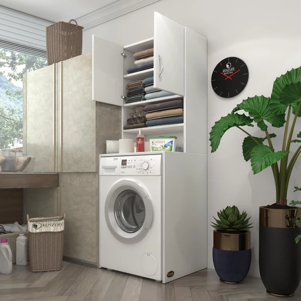 Kenzlife çamaşır makinesi dolabı hayzum byz 180x066x55 banyo kiler çift kapaklı arkalıklı