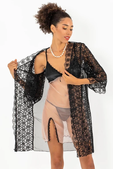 Phevos 3'lü Gecelik ve Sabahlık Takımı-3814 - 7