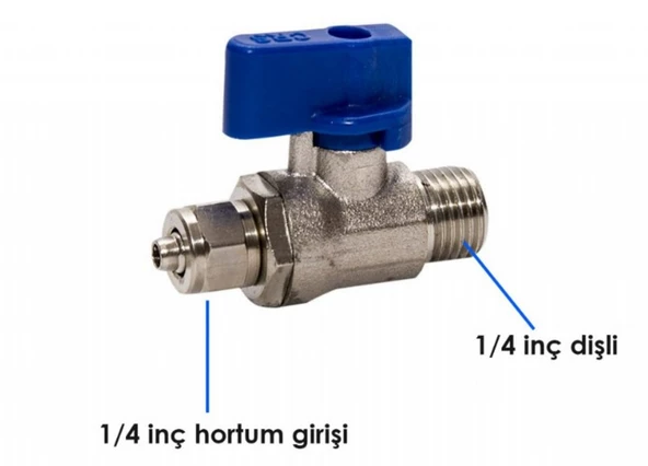 Su arıtma cihazı için hat alma vanası küresel 1/4 6mm hortum uyumlu ürün görseli 1